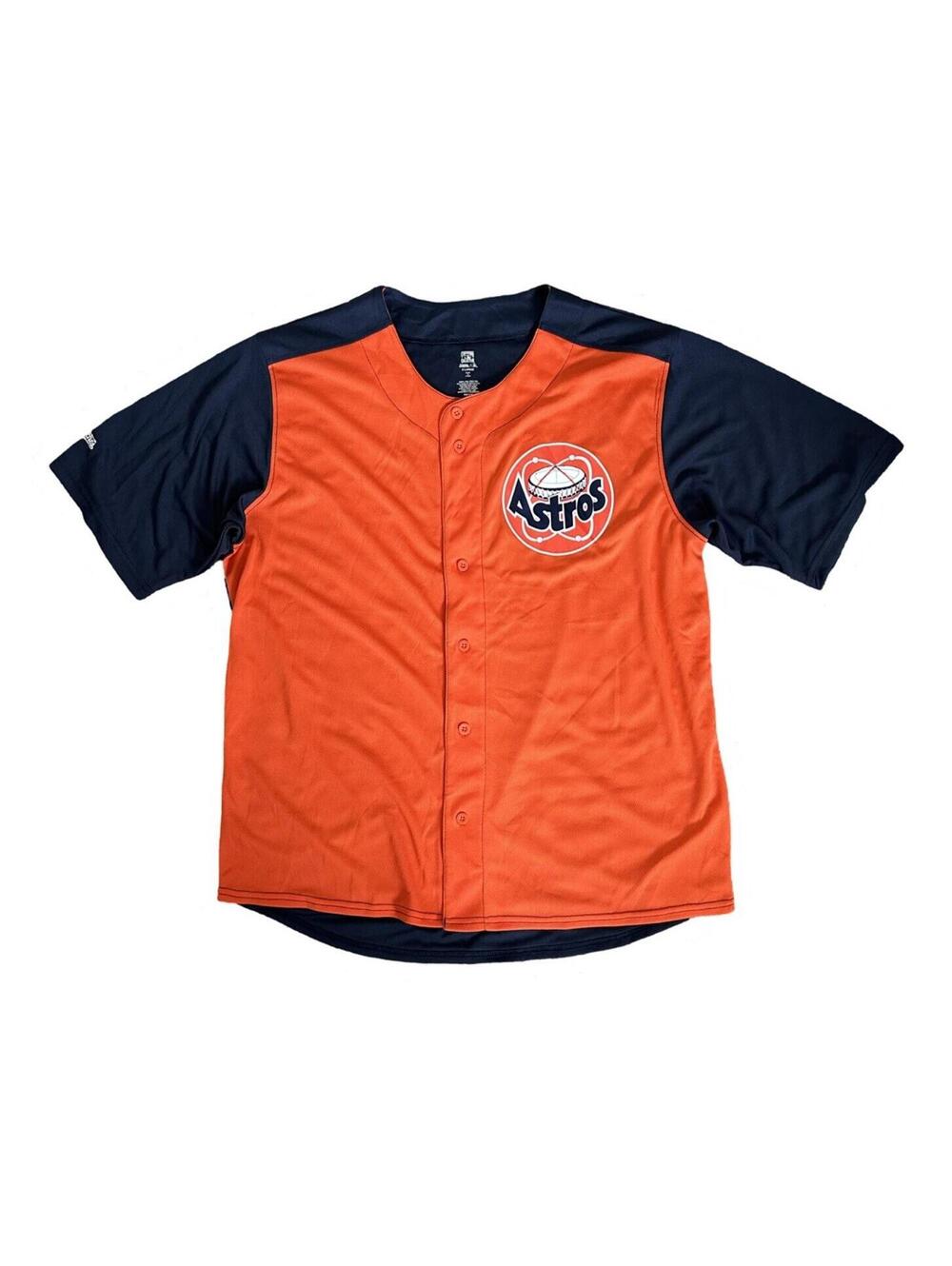 Houston Astros Stitches Cooperstown Orange Blue Baseball Jersey Men's Size XL